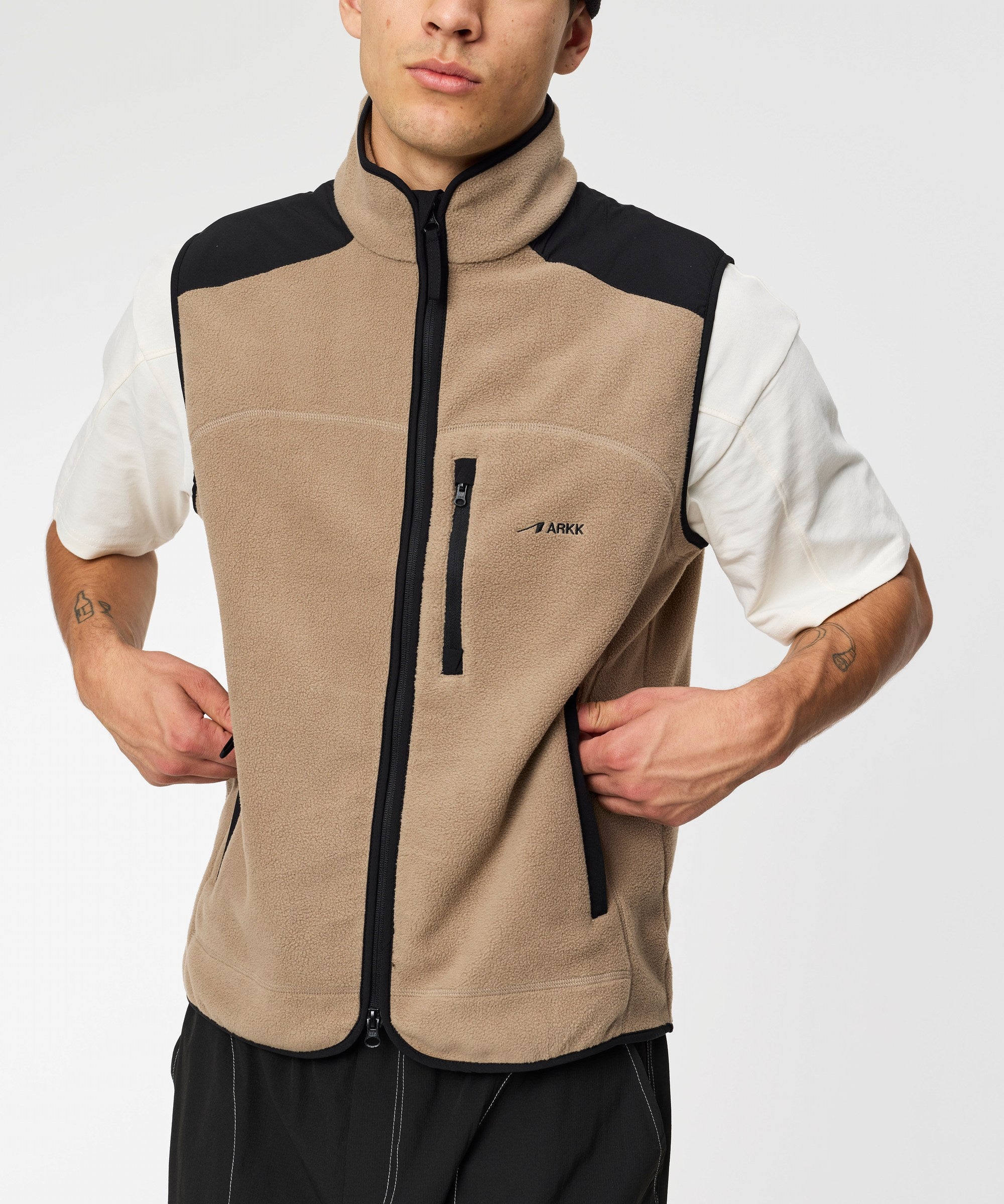 ARKK Apparel Elda Fleece Vest | Taupe Vest